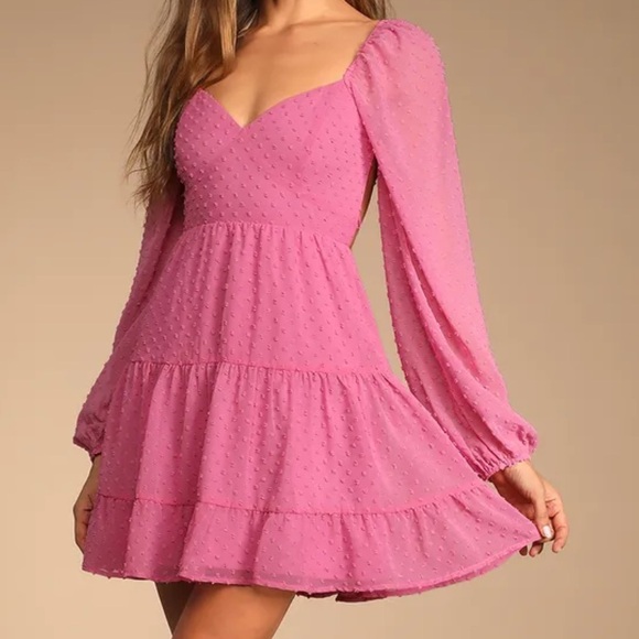 Pink Dress with Sleeves - Lulu’s - Picture 2 of 3